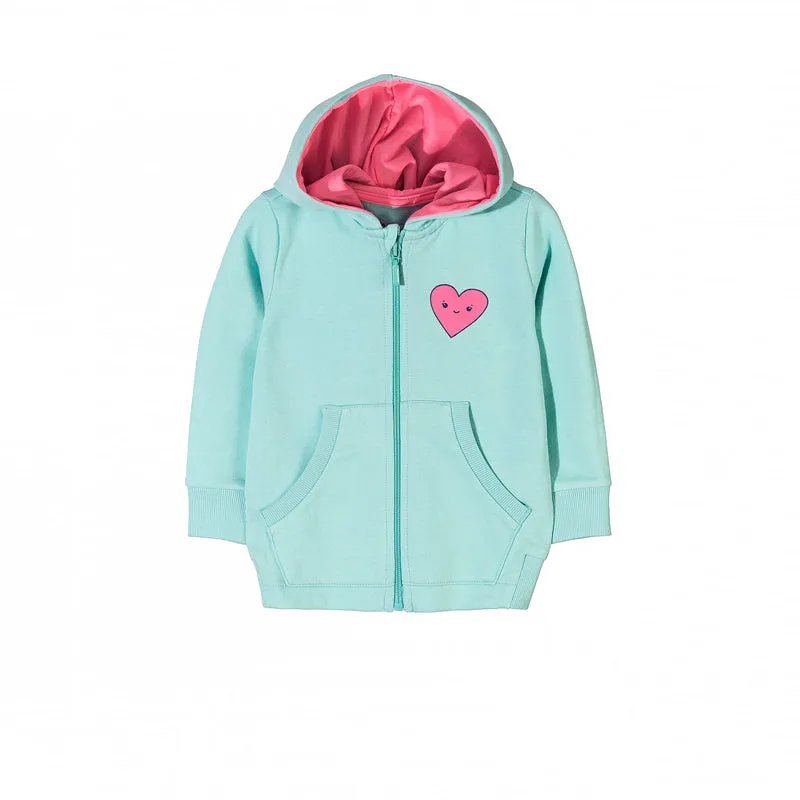 5.10.15 Smily Heart Printed Aqua Hoodies 659