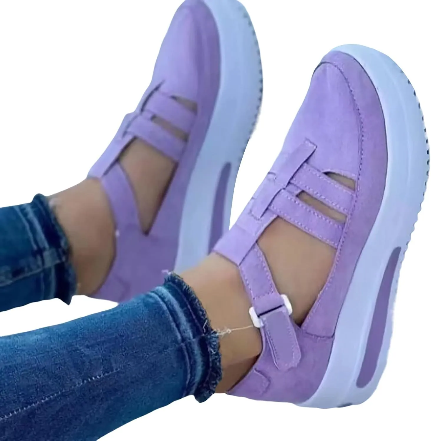 Aniywn Womens Adjustable Buckle Peep Toe Slingback Platform Wedge Sandals Casual Comfortable Beach Sandals Walking Shoes