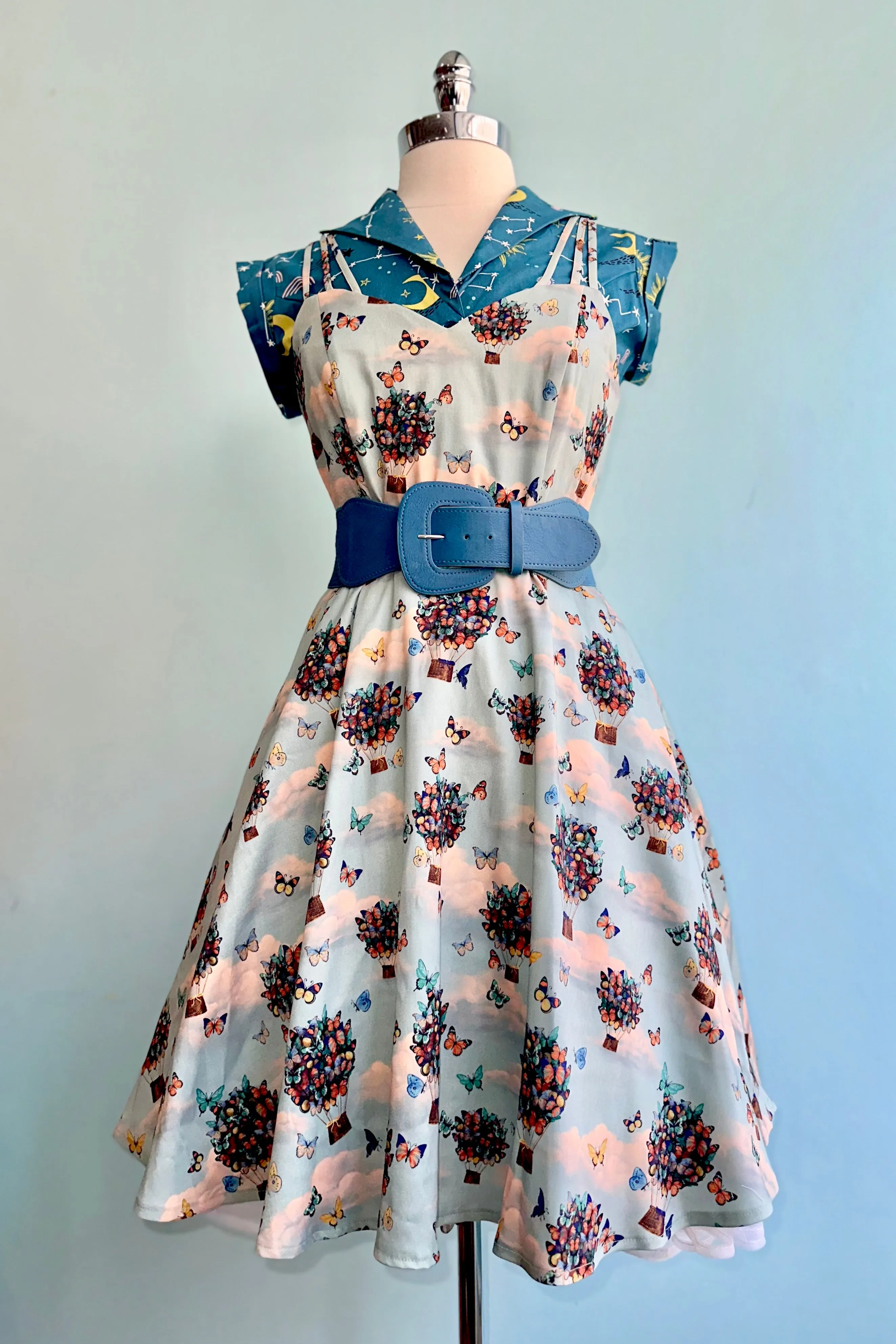 Butterfly Air Balloon Dress in Blue by Voodoo Vixen