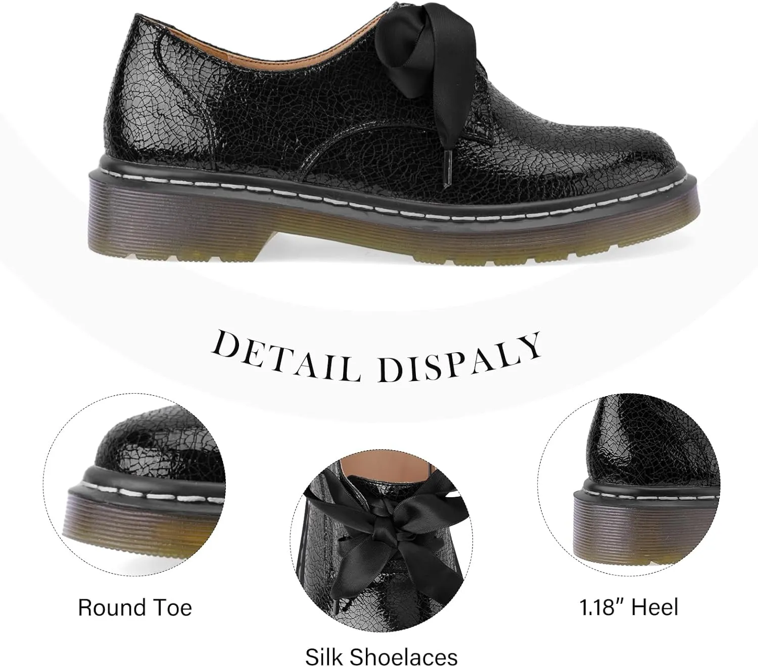 IMPREMEY Mary Janes Oxford Bow Flats Loafers Shoes for Women Round Toe Platform Non-Slip Comfortable Casual Cute Shoes