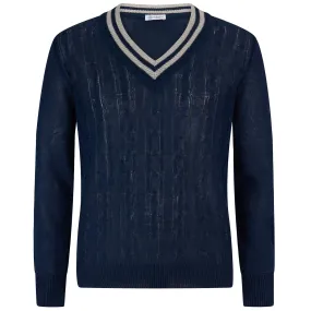 Linen / Cotton Cricket Sweater - Navy