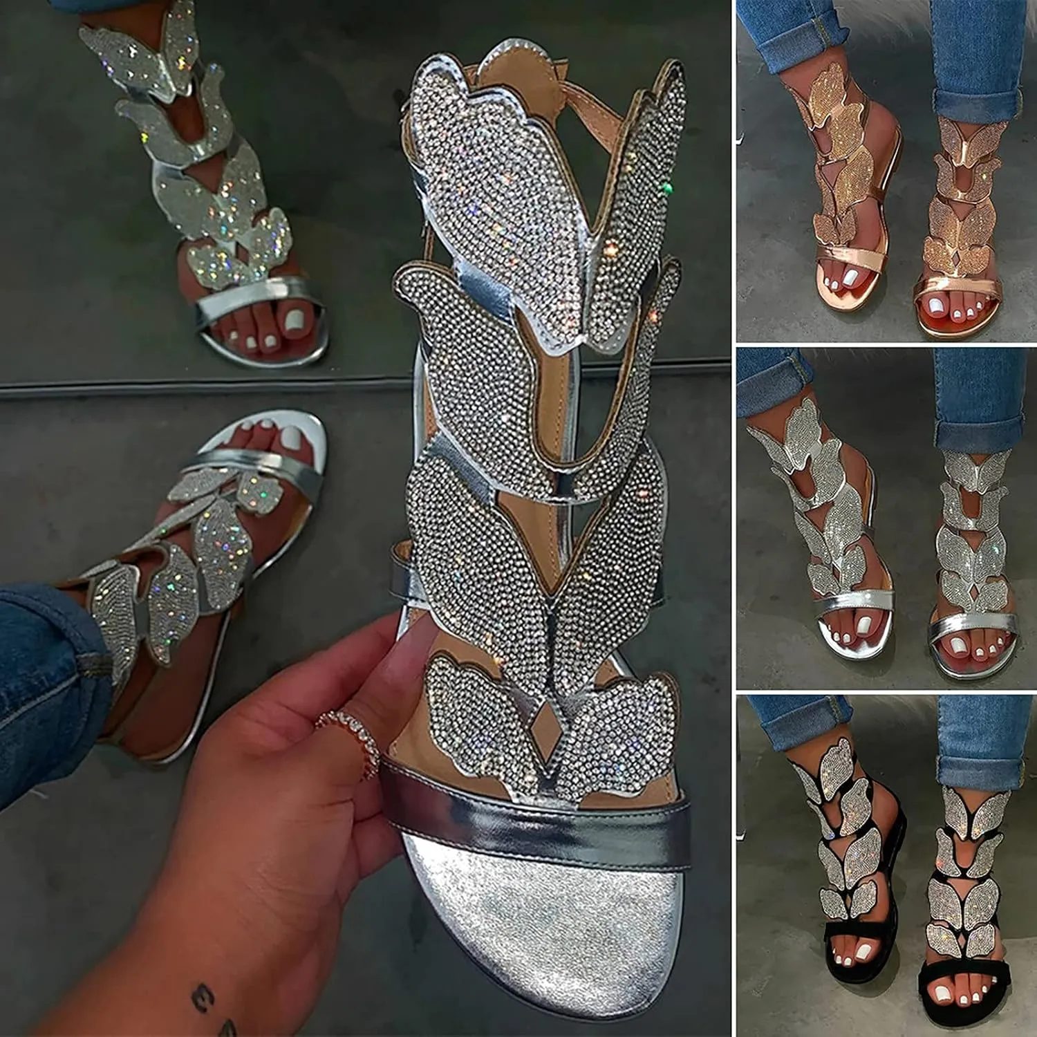 Masbird Sandals for Women Casual Summer Women's Sandals Solid Platform Buckle Strap Dressy Sandals Open-Toe Beach Sandals