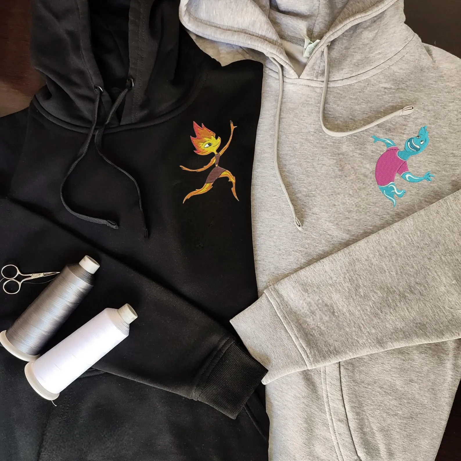 Matching Couple Hoodies -  Cute Ember x Wade Custom Embroidered Sweatshirts For Couples