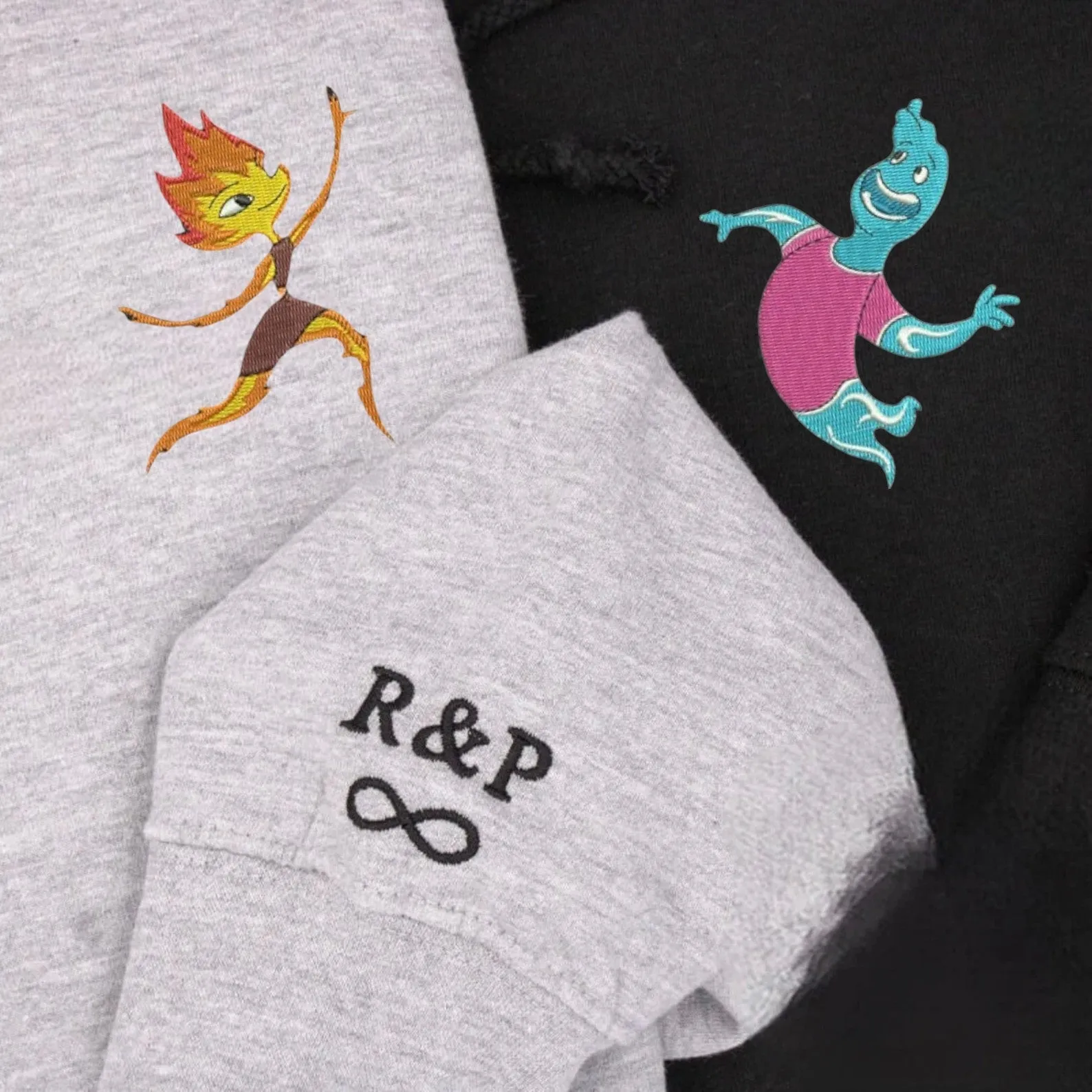 Matching Couple Hoodies -  Cute Ember x Wade Custom Embroidered Sweatshirts For Couples