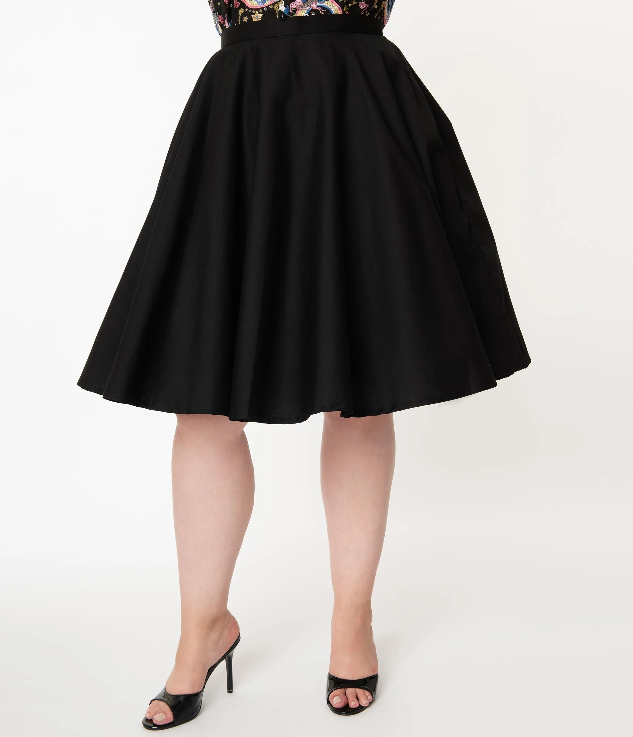 Plus Size 1950s Style Black High Waist Swing Skirt
