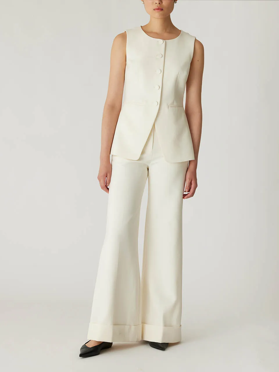 Refined Suiting Button Front Vest