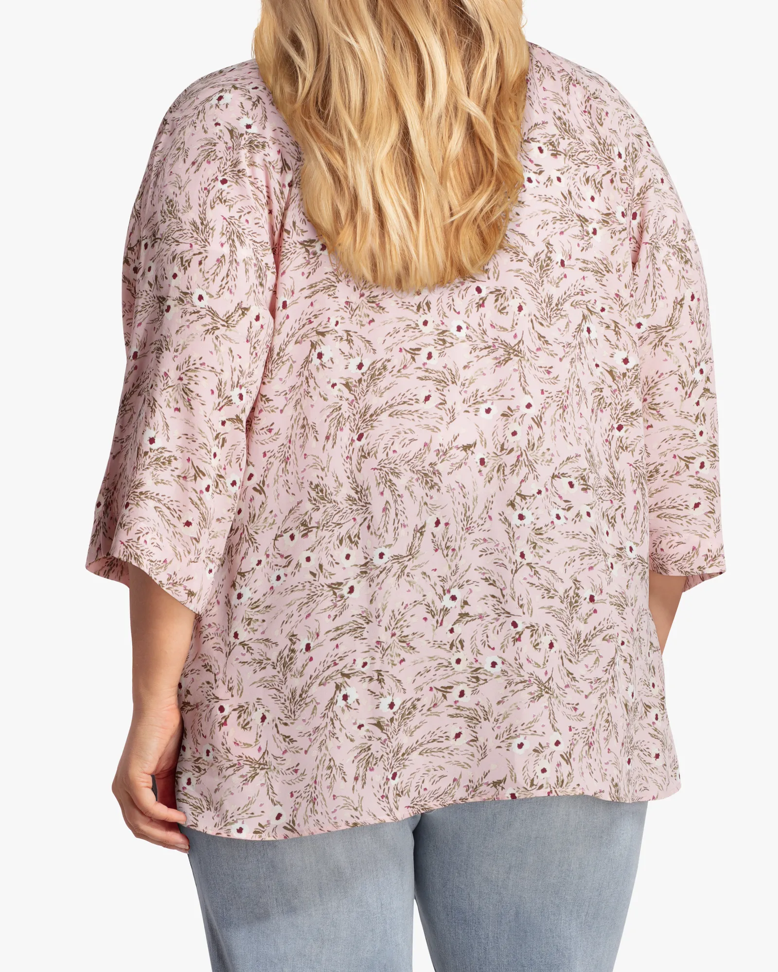Selena Kimono With Lace Trim | Pink / Olive Green