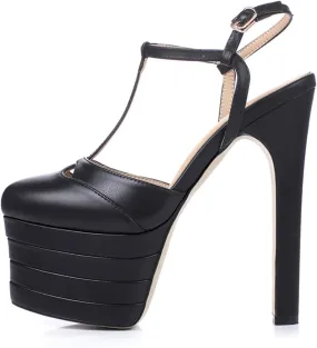 Sexy Women's Elegant Striped Sandals, Fashion Peep Toe T-tied Sweet High Heels for Party, Banquet And Catwalk