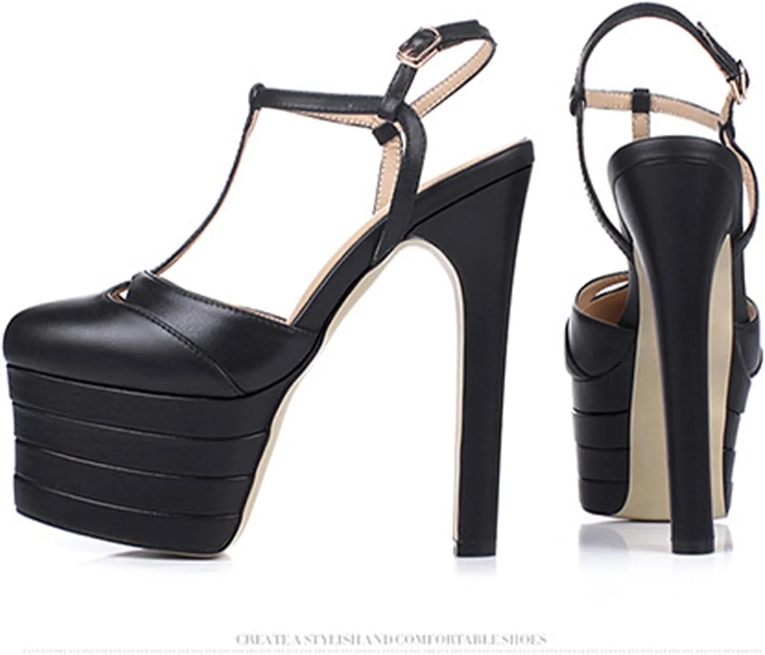 Sexy Women's Elegant Striped Sandals, Fashion Peep Toe T-tied Sweet High Heels for Party, Banquet And Catwalk