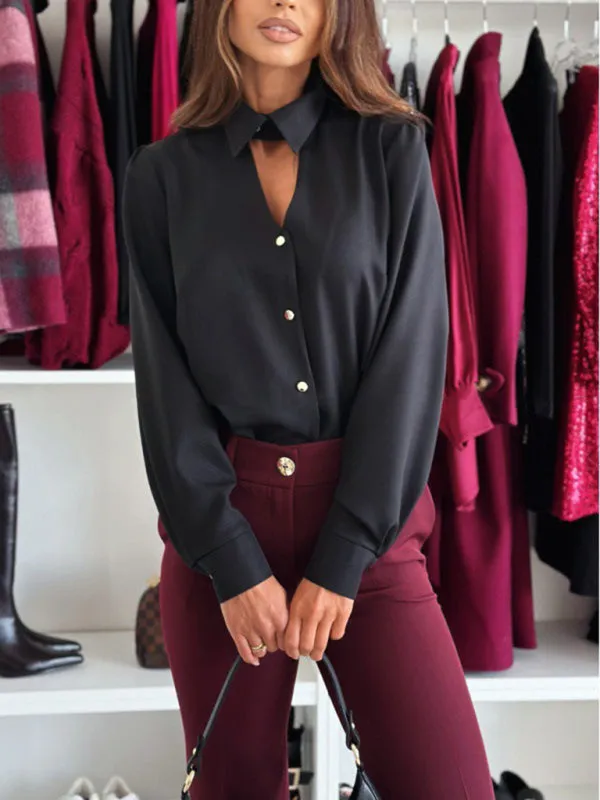 Streamlined Office Wear Blouse - Long Sleeve