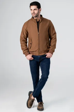 SUEDE ZIP FRONT JACKET BROWN