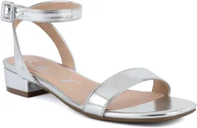 Sugar Women's Low Block Heel Dress Sandals – Ankle Strap Open Toe Comfortable Walking Heels for Casual, Party, or Work