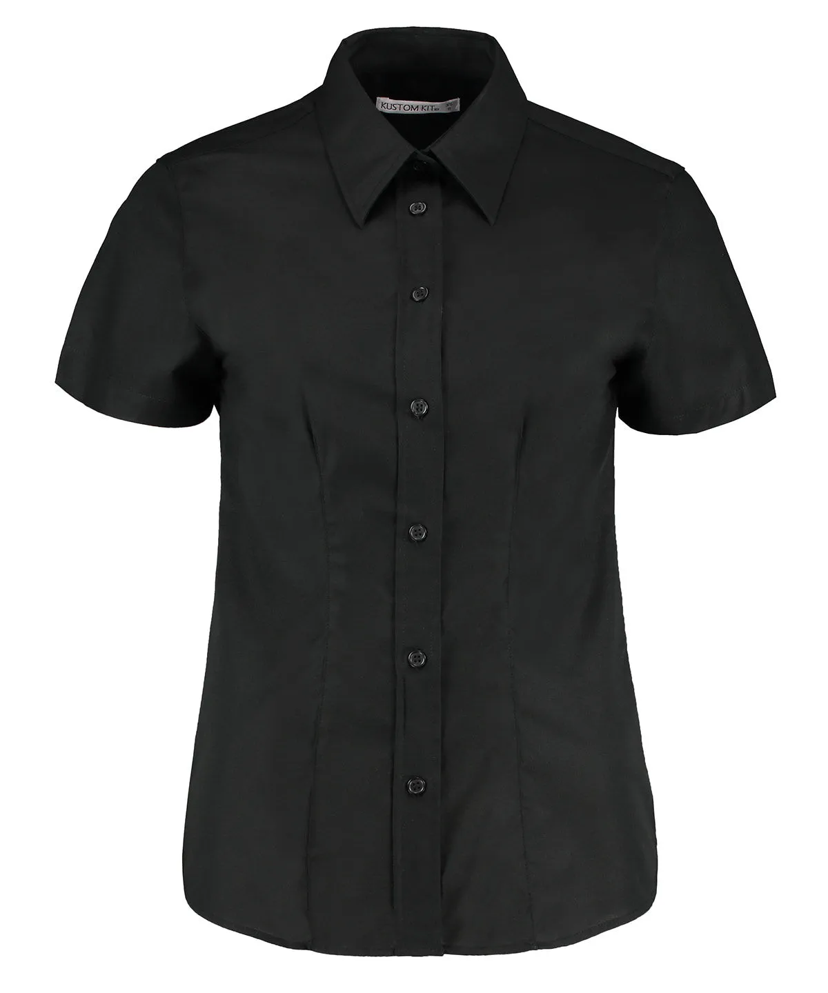 Womens workplace Oxford blouse short-sleeved (tailored fit) | Black