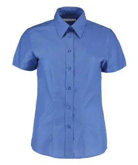 Womens workplace Oxford blouse short-sleeved (tailored fit) | Italian Blue