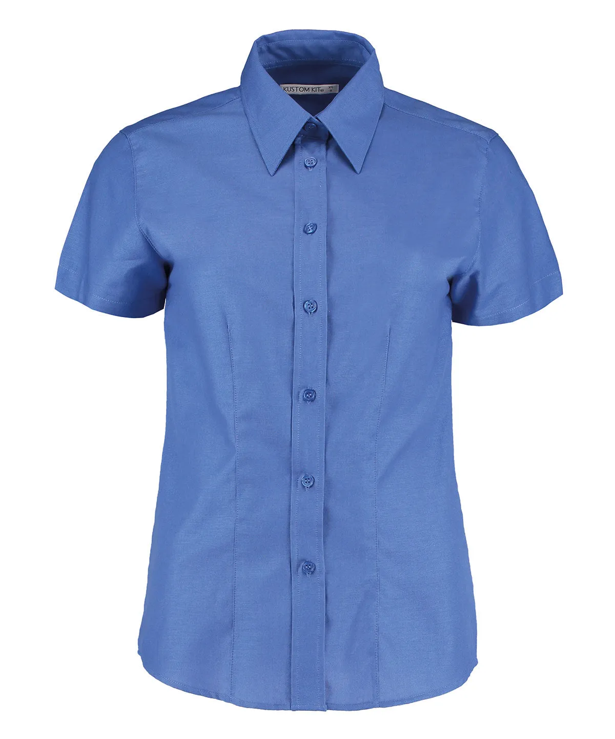 Womens workplace Oxford blouse short-sleeved (tailored fit) | Italian Blue